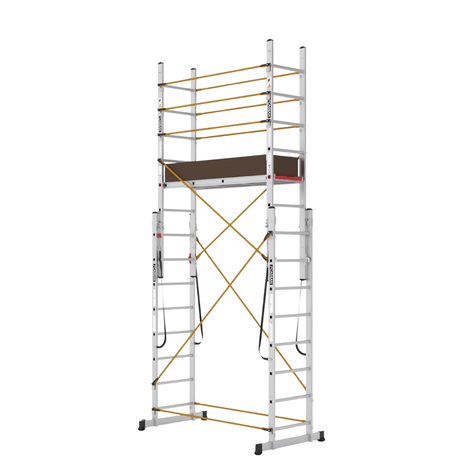 Cagsan Ladder & Access Equipment Cagsan PolySafe 2 × 8 Multi-Purpose Aluminium Scaffold Ladder with Adjustable Platform - CM-PL003