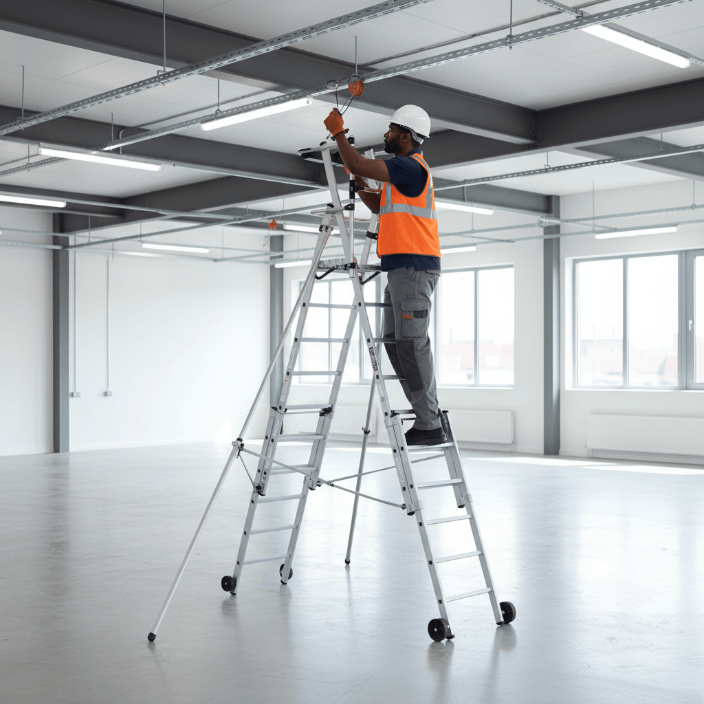 Cagsan Ladder & Access Equipment Cagsan Verox 7-Step Telescopic Folding Aluminium Work Platform with 4.6m Safe Reach - CM-VX7-10