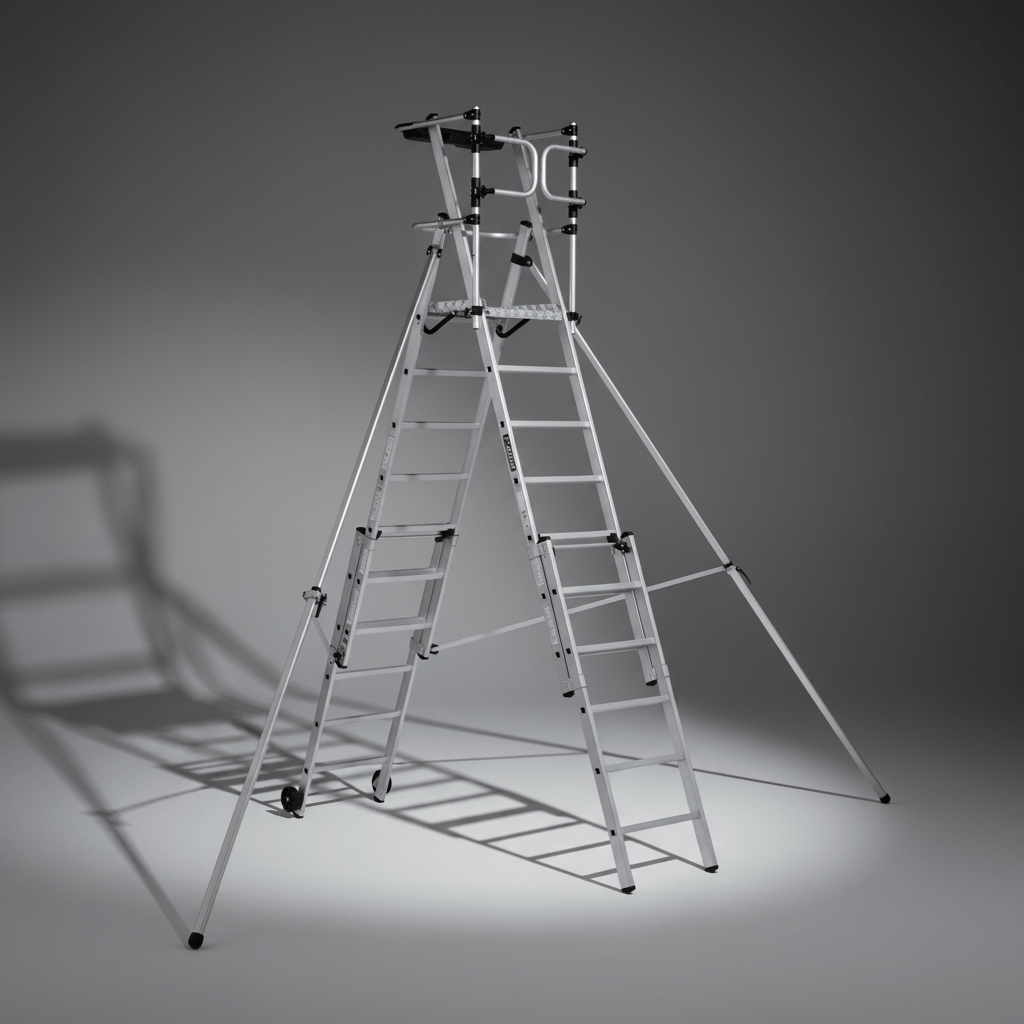 Cagsan Ladder & Access Equipment Cagsan Verox 7-Step Telescopic Folding Aluminium Work Platform with 4.6m Safe Reach - CM-VX7-10