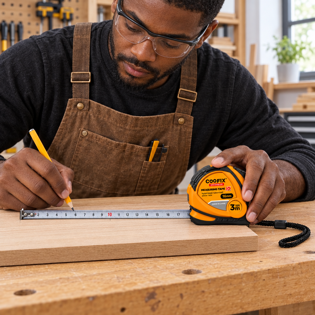 Carpenter using the Coofix 3 m tape measure