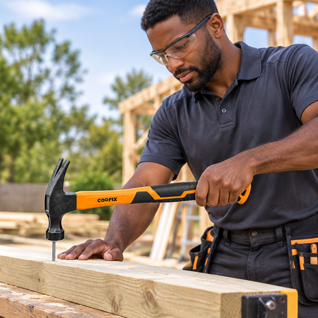 Carpenter using the Coofix claw hammer