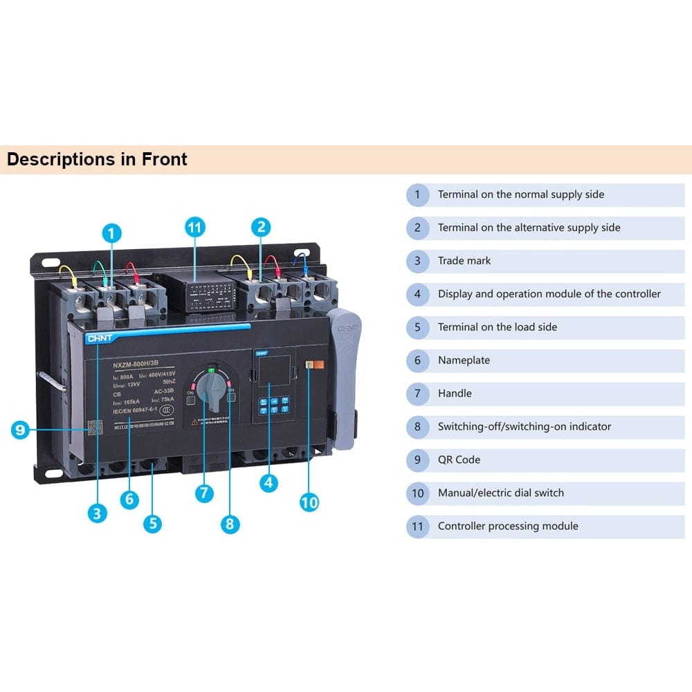 Chint Load Centers & Circuit Protection Chint 400A Automatic Transfer Switch - NXZM-400S/4B