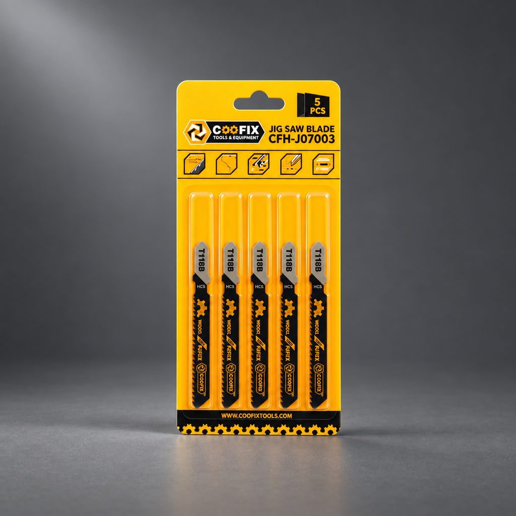 Cinematic Coofix jigsaw blade product image on a grey background