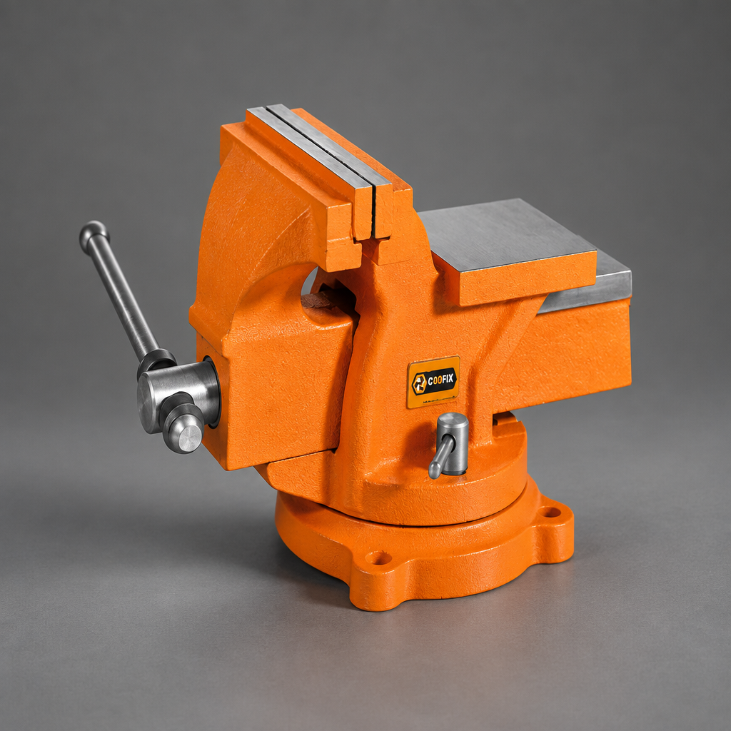 Cinematic orange Coofix bench vise