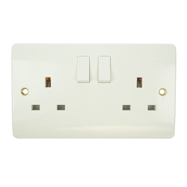 Click Mode Switches & Sockets Click Seera Two Gang Double 13A White PVC Socket