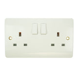 Click Mode Switches & Sockets Click Seera Two Gang Double 13A White PVC Socket