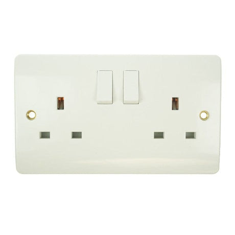 Click Mode Switches & Sockets Click Seera Two Gang Double 13A White PVC Socket