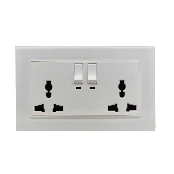 Click Mode Switches & Sockets Click Seera Universal Two Gang Double 13A White Socket