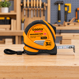 Coofix 3 m tape measure on a workbench
