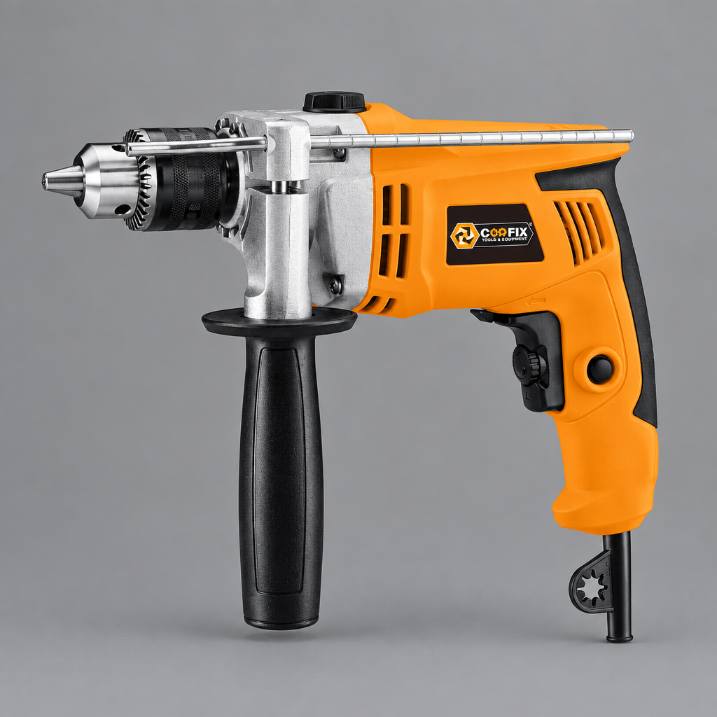 Coofix 900 W impact drill on grey