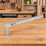 Coofix aluminium-steel angle square on a clean workshop table
