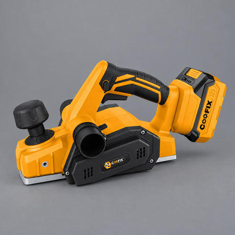 Coofix cordless wood planer on grey