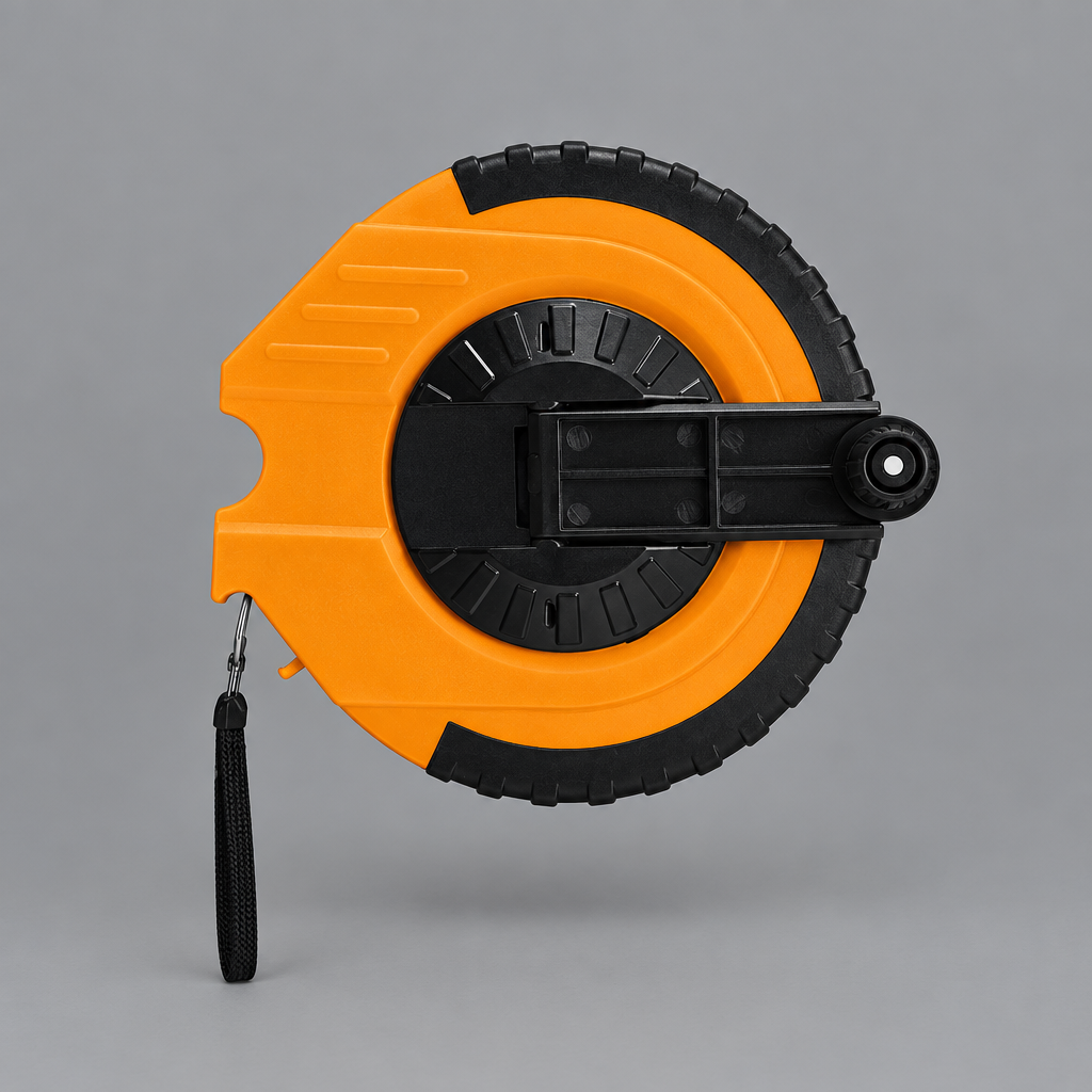 Coofix fiberglass measuring tape reel on grey
