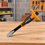 Coofix flat cold chisel on a workshop table