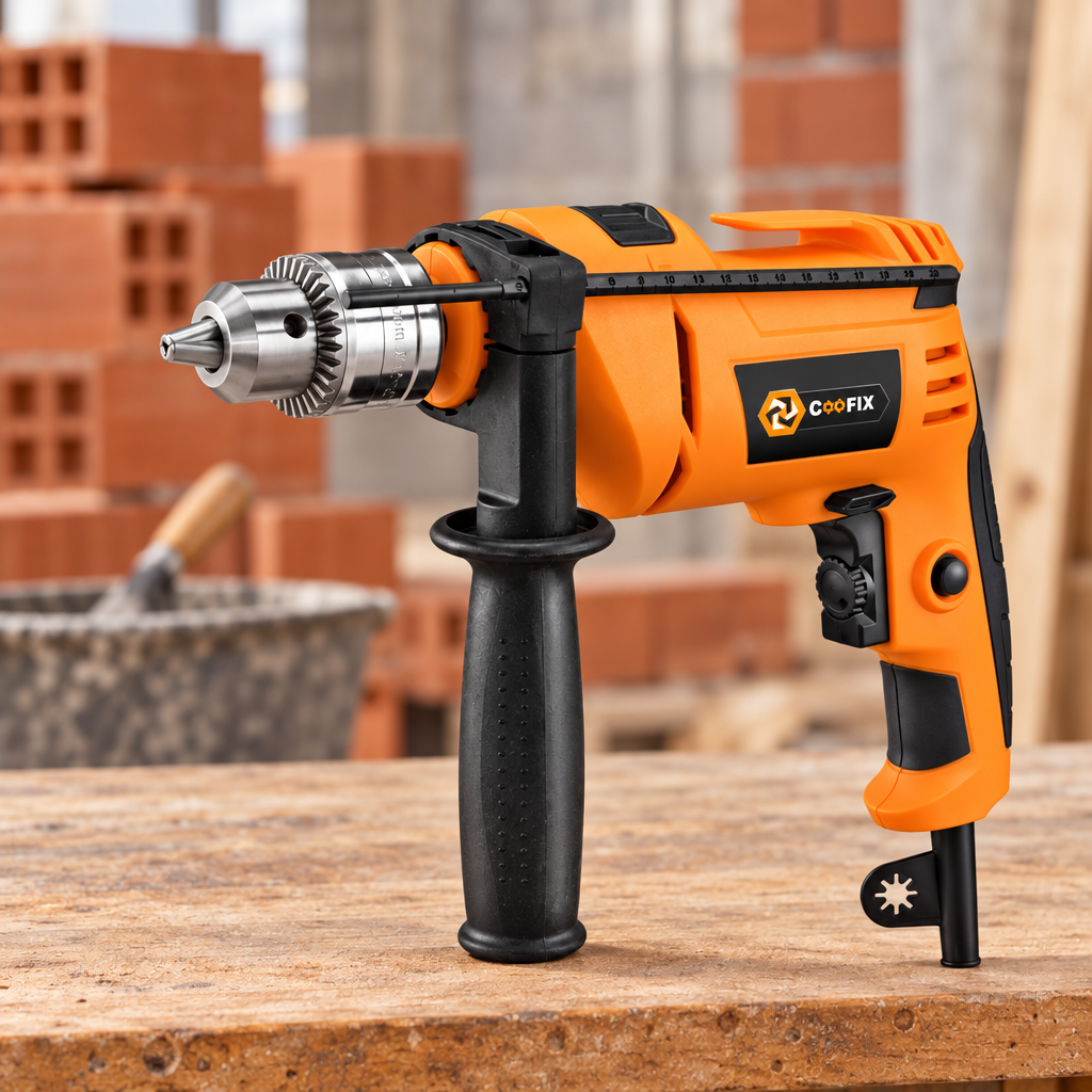 Coofix impact drill on a workbench
