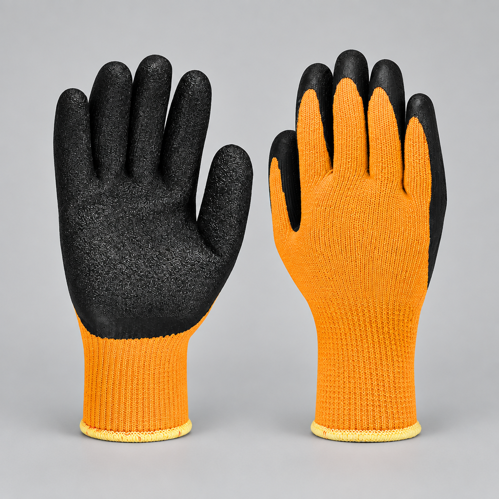 Coofix latex-coated work gloves on grey