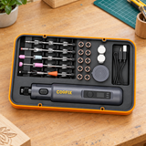 Coofix mini rotary tool set on a workbench
