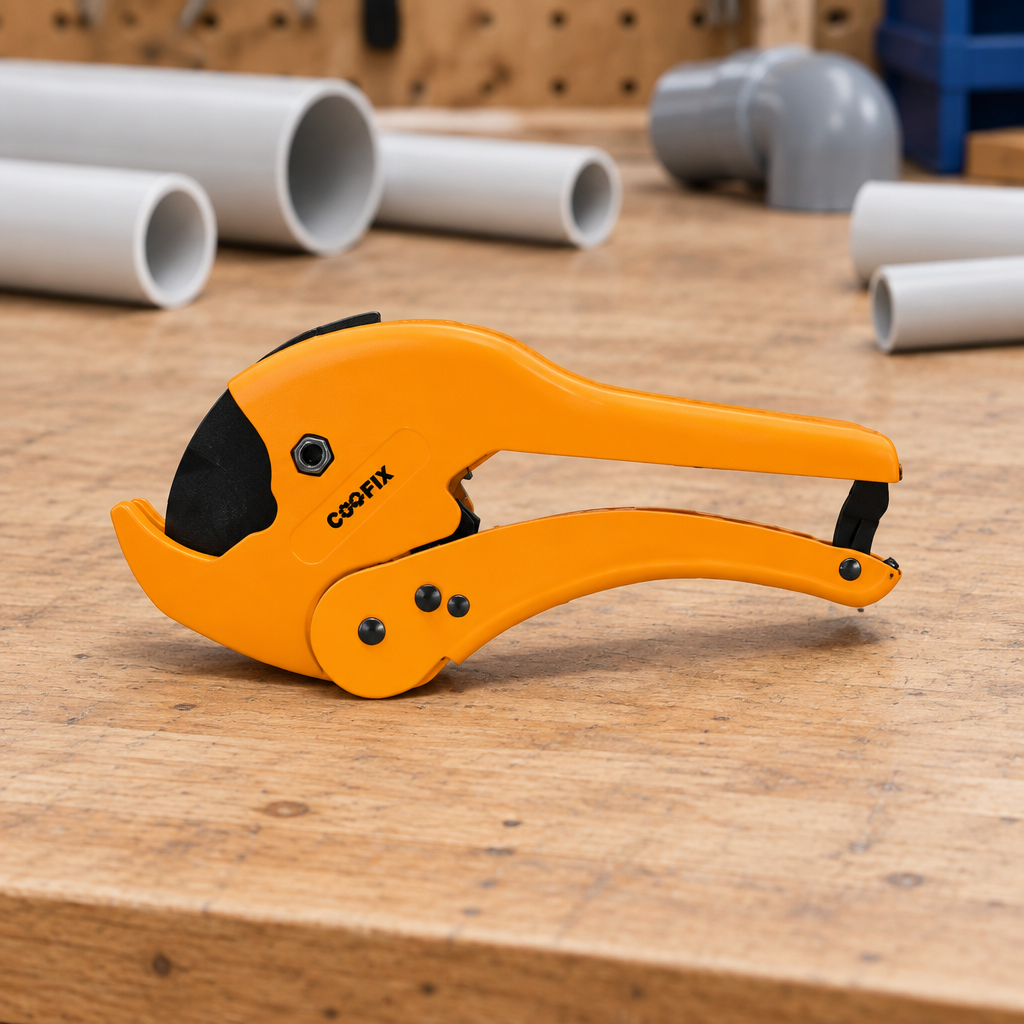 Coofix pipe cutter on a workbench
