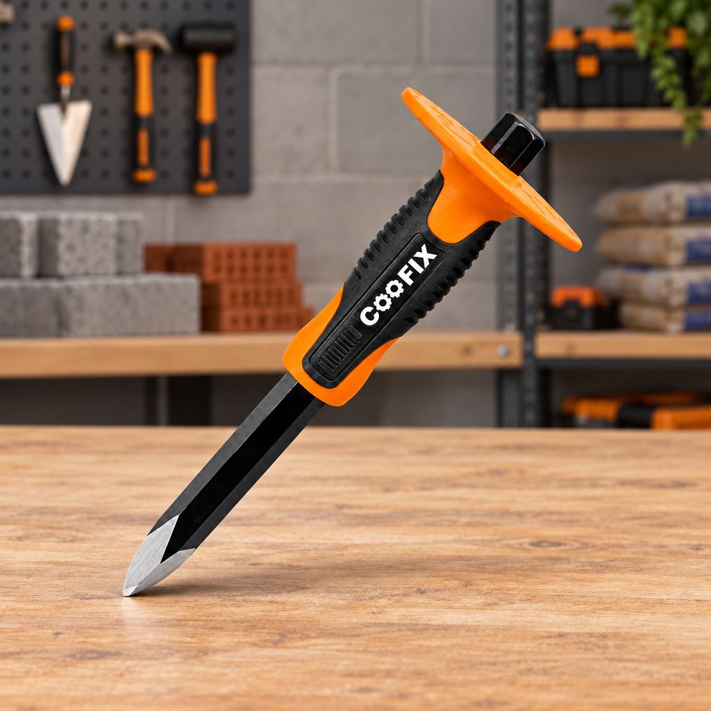 Coofix pointed cold chisel on a workshop table