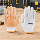 Coofix PVC-dotted gloves on a table