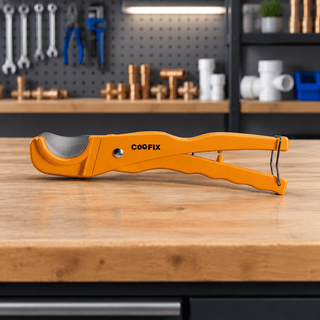 Coofix PVC pipe cutter on a workshop bench