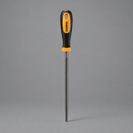 Coofix round steel file on grey