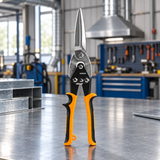 Coofix straight aviation snips on a workbench