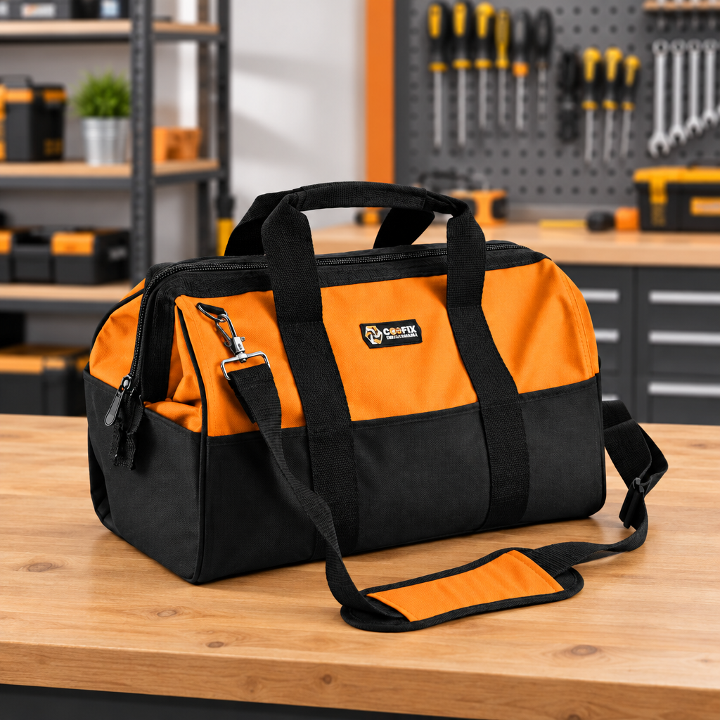 Coofix tool bag on a workbench