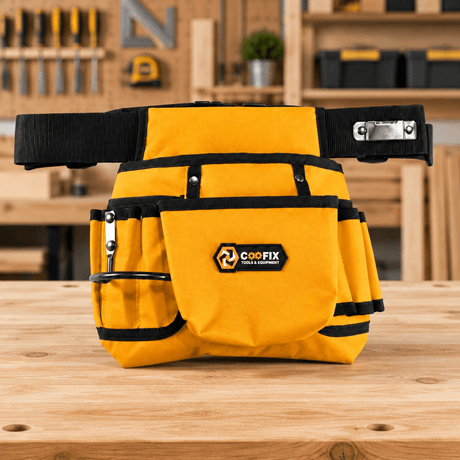 Coofix tool belt on a workshop table