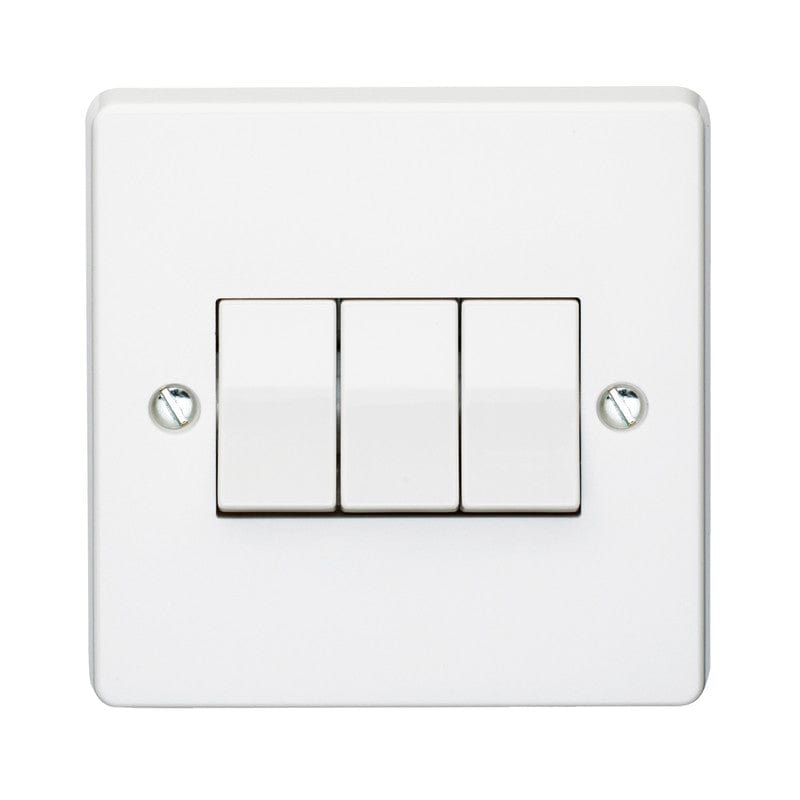 Crabtree Switches & Sockets Crabtree 10A 3 Gang 2 Way Light Switch White