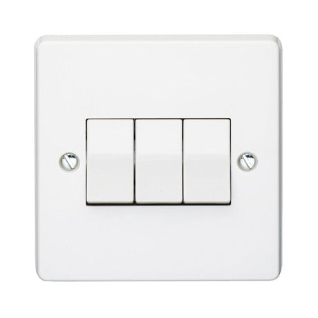 Crabtree Switches & Sockets Crabtree 10A 3 Gang 2 Way Light Switch White