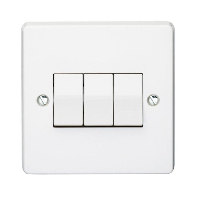 Crabtree Switches & Sockets Crabtree 10A 3 Gang 2 Way Light Switch White