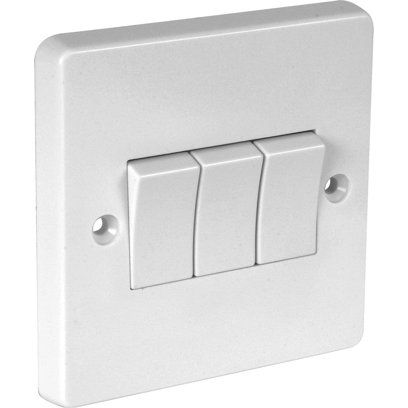 Crabtree Switches & Sockets Crabtree 10A 3 Gang 2 Way Light Switch White