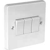 Crabtree Switches & Sockets Crabtree 10A 3 Gang 2 Way Light Switch White