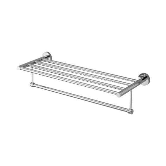 Crystal Supplies Bathroom Accessories Bathroom Chrome Towel Shelf with Single Towel Bar - 1003