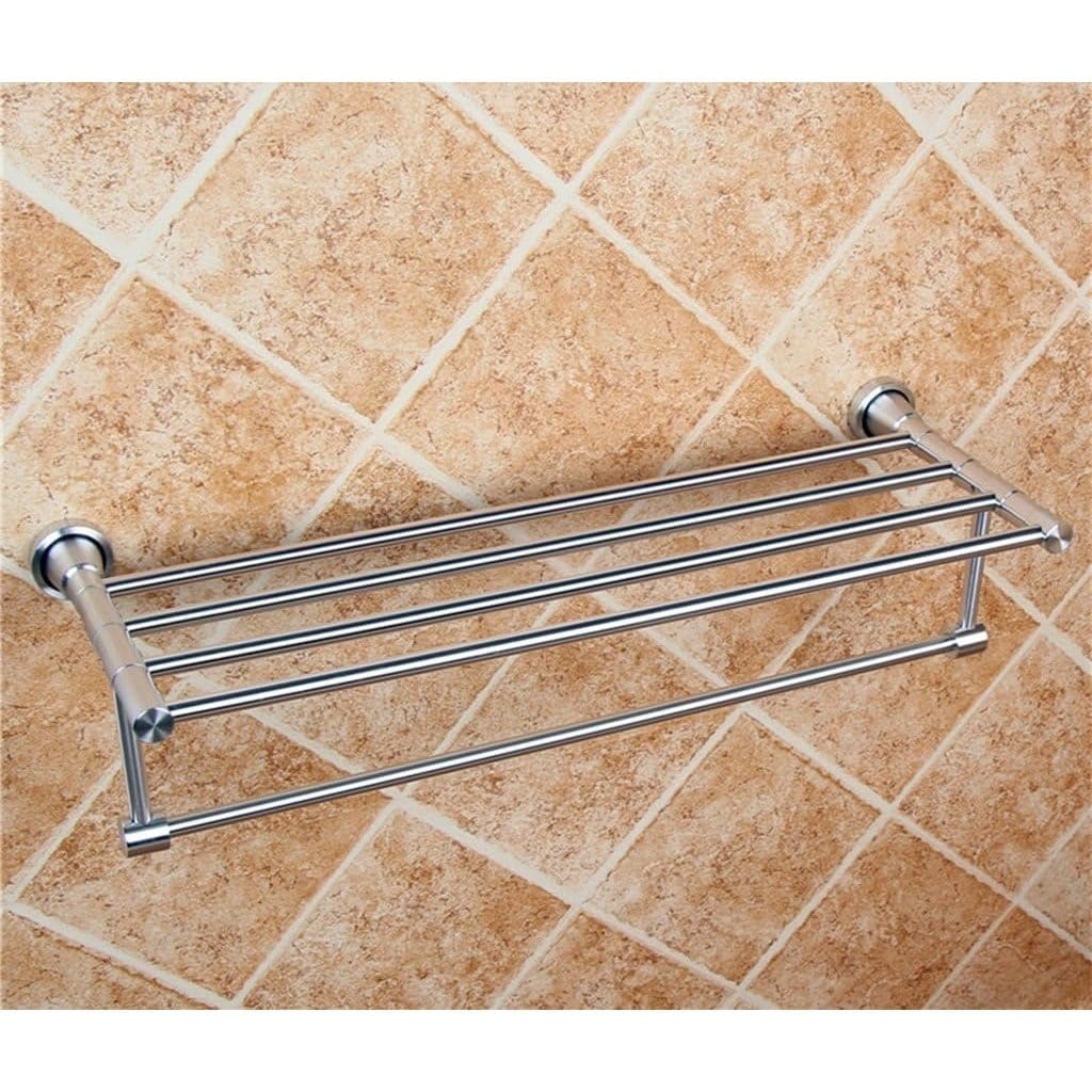 Crystal Supplies Bathroom Accessories Bathroom Chrome Towel Shelf with Single Towel Bar - 1003