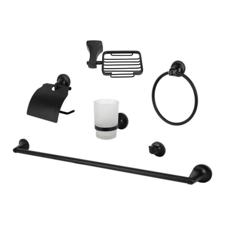 Crystal Supplies Bathroom Accessories Black 6 Pieces Bathroom Accessories Set