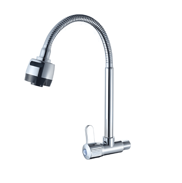 Crystal Supplies Kitchen Tap Chrome Wall-Mounted Cold Kitchen Sink Faucet Tap - CS 20