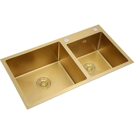 Crystal Supplies Kitchen Sink Double Bowl Kitchen Bar Sink 78x46cm with Waste & Basket