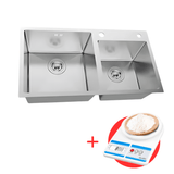 Crysup Kitchen Sink Double Bowl Kitchen Bar Sink 78x46cm with Waste & Basket | BF