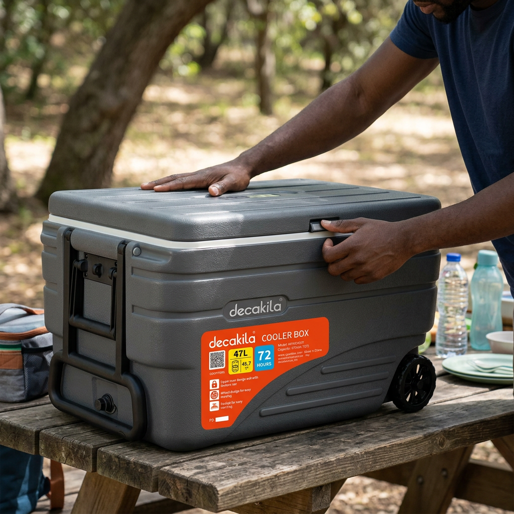 Decakila 47L Wheeled Cooler Box with Locking Lid - KMFG038G