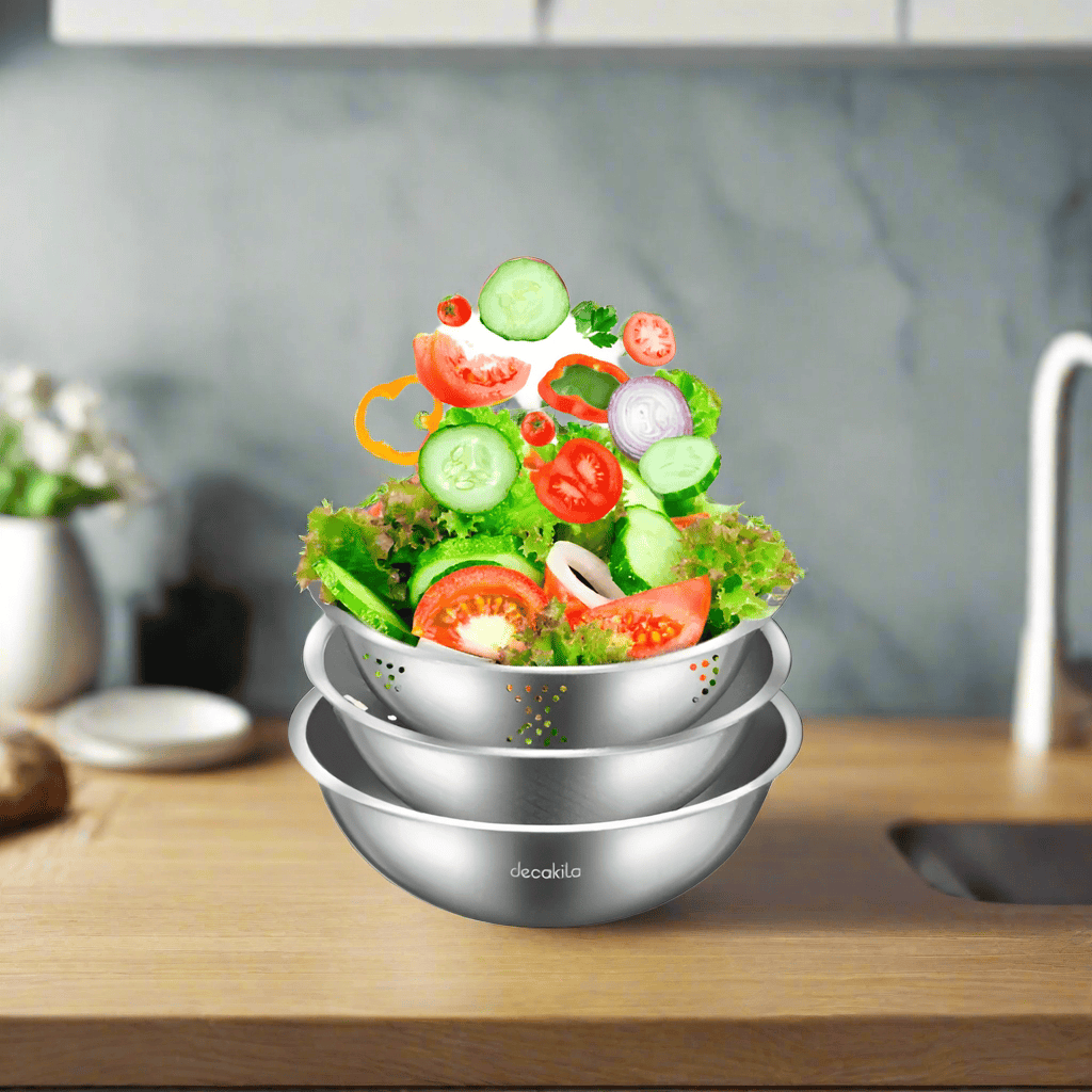 Decakila Bathroom Sink Decakila 3 Pieces Kitchen Basin Set - KMTT144M