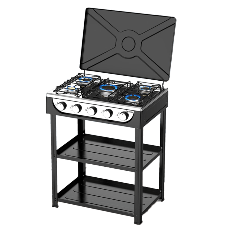 Decakila Kitchen Appliances Decakila Five Burner Gas Stove With Shelf - KMGS019B