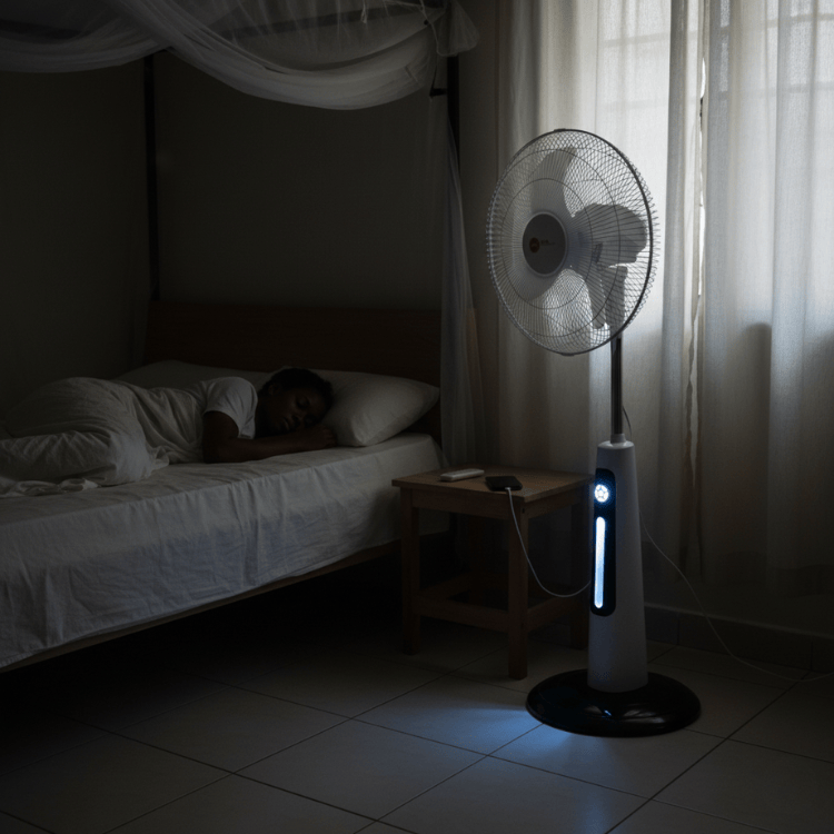 Decakila Fan & Cooler H&A 18-Inch Rechargeable Standing Fan with Remote, LED Light & USB Port - 300A-18