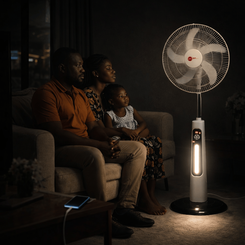 Decakila Fan & Cooler H&A 18-Inch Rechargeable Standing Fan with Remote, LED Light & USB Port - 300A-18