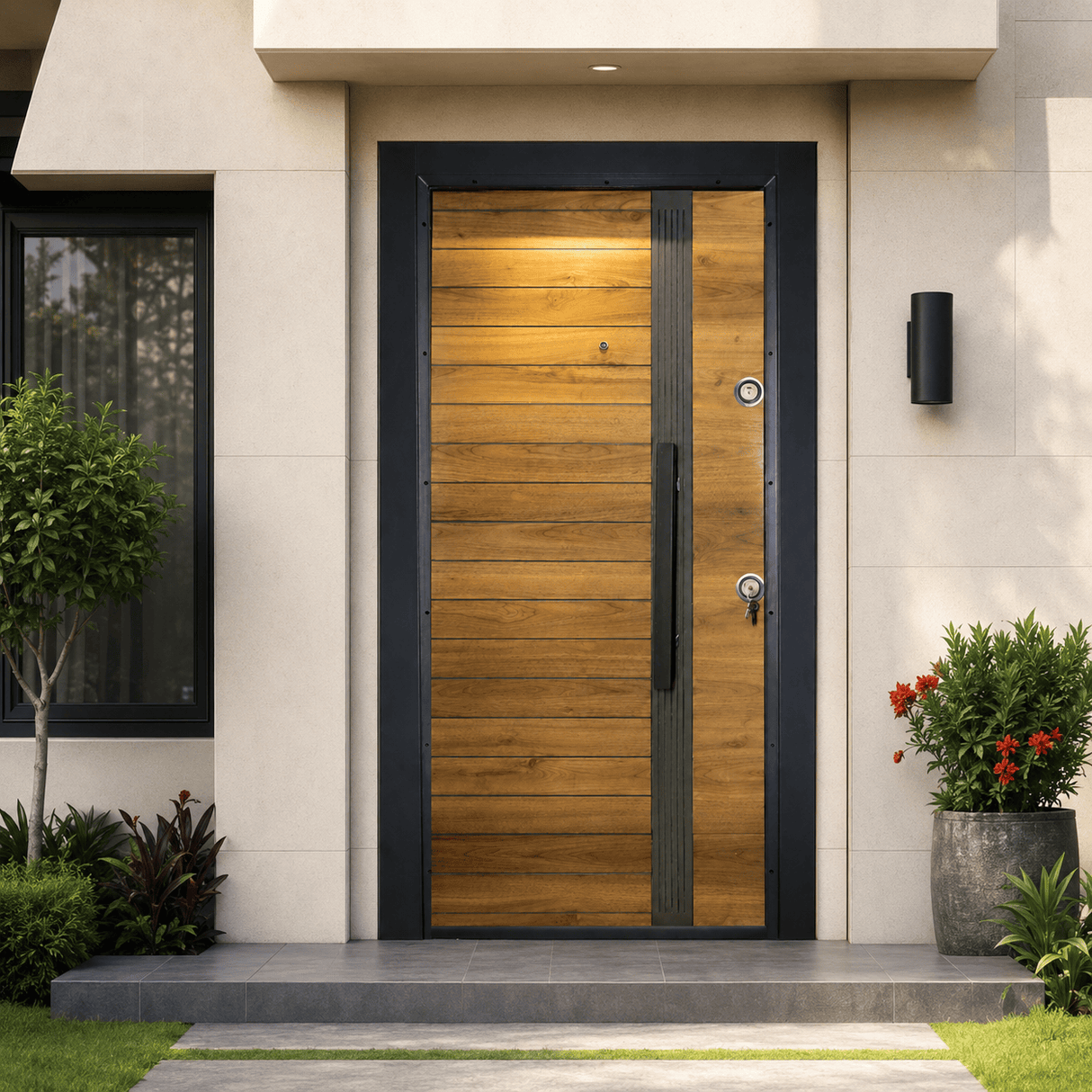 Decordin Security & Entrance Doors Laminox Wood-Finish Security Entrance Door with Mono Lock