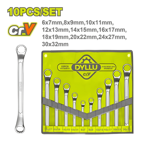 Dyllu Wrenches Dyllu 10-Piece Offset Ring Spanner Set  - DTFS5M10