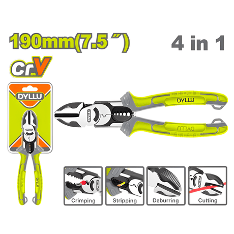 Dyllu Pliers Dyllu 190mm 4 In 1 Multi-Function Diagonal Cutting Pliers - DTPL3778