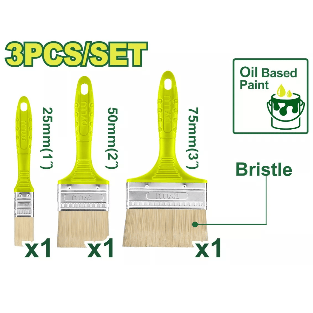 Dyllu Paint Tools & Equipment Dyllu 3 Piece Paint Brush Set For Oil-Based Paint - DTPB1931