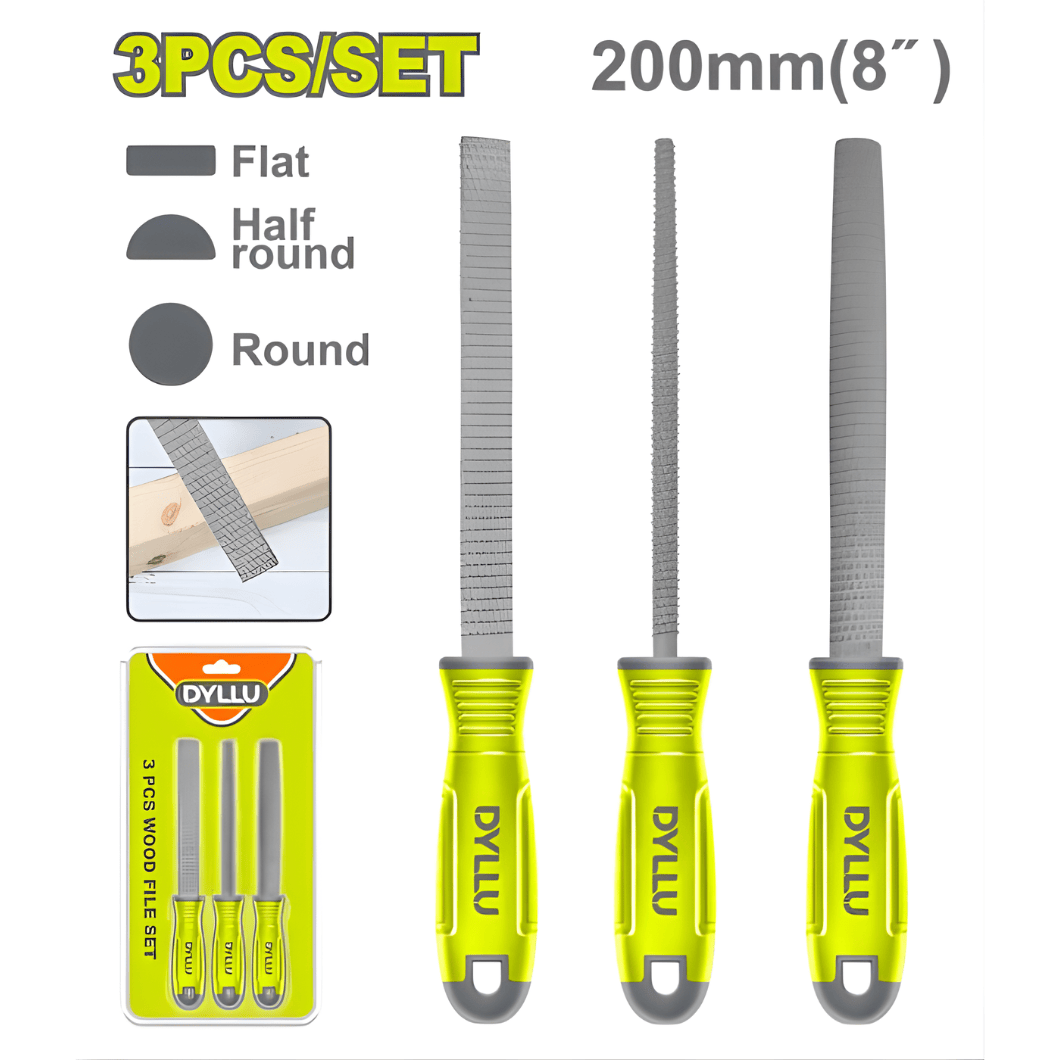 Dyllu Chisels Files Planes & Punches Dyllu 3 Pieces Wood File Set - DTSF1403